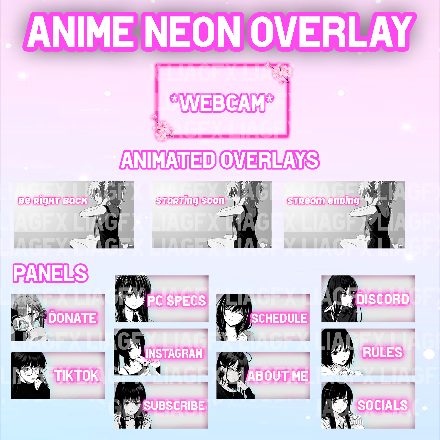 Anime Neon Overlay Package Vol. 1